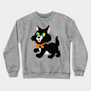 Black Cat - Melted Plastic Popcorn art Crewneck Sweatshirt